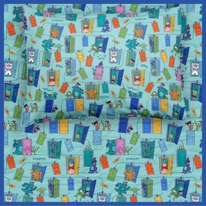 Little Sleepies Monster's Inc. Scream Team Twin Sheet Set NIB